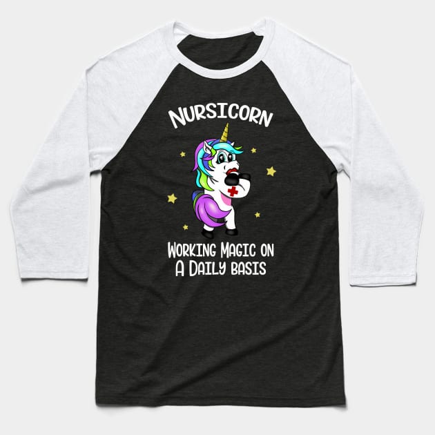 Nurse Unicorn Medical Assistant Nursicorn Scrub Baseball T-Shirt by Foxxy Merch